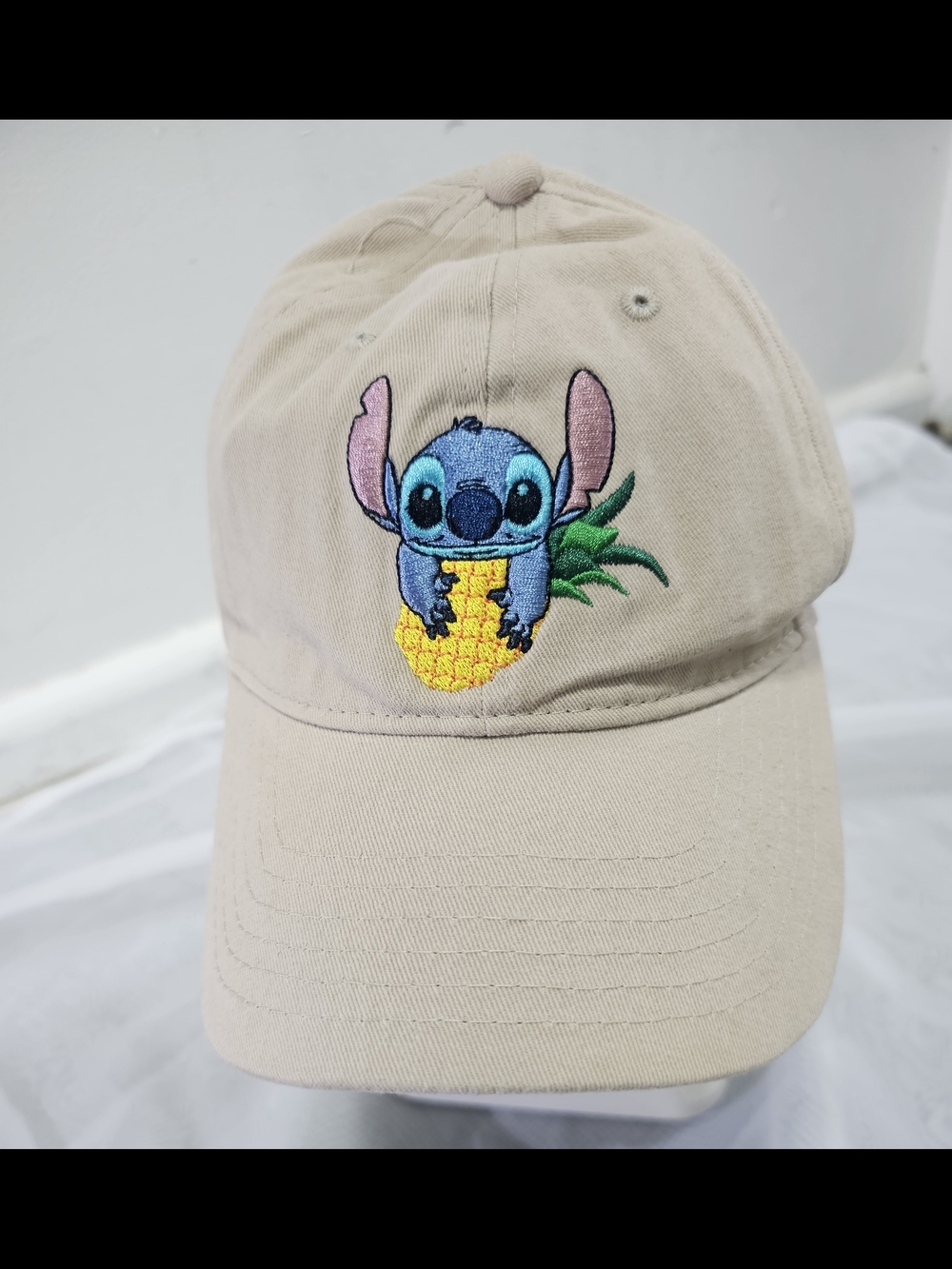 Disney Beige Hat with Blue Stitching Stitch Pineapple Patch